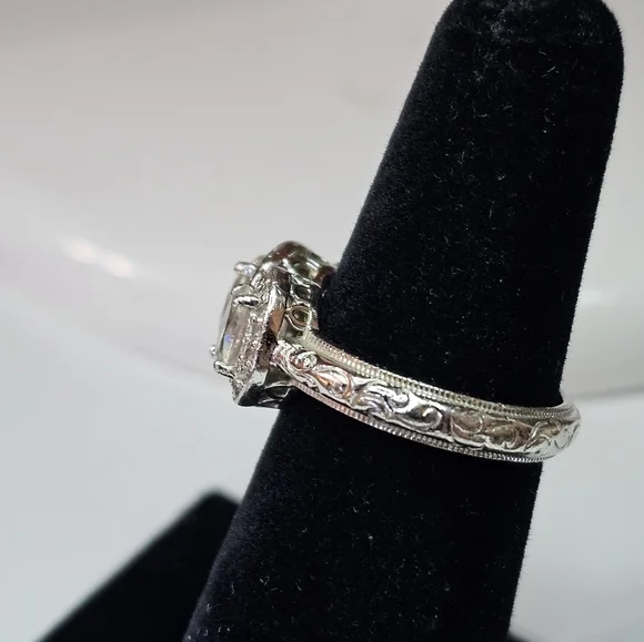Tacori Diamonique Epiphany in Bloom Platinum Clad 925 Ring Size … - Picture 10 of 16